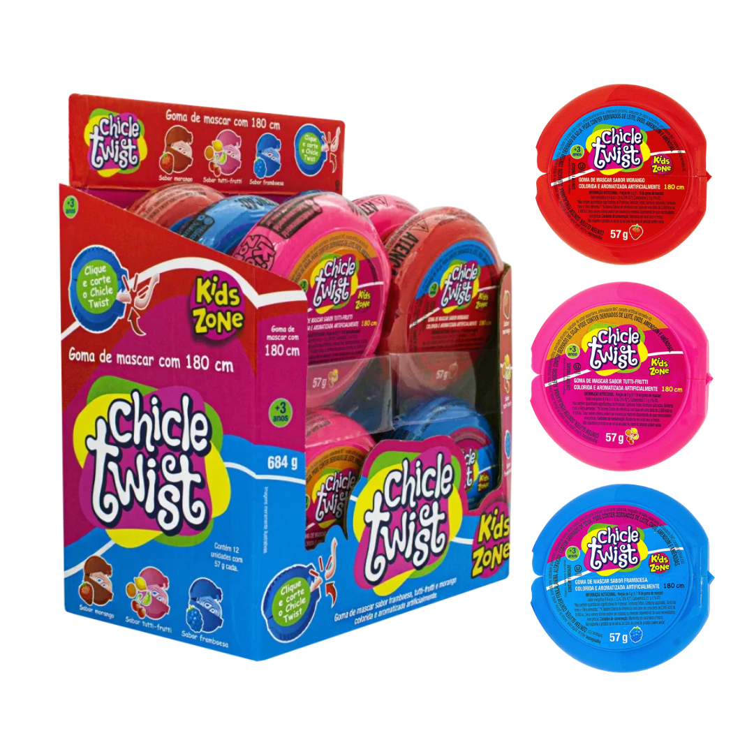 Chiclete Twist Fita 180cm Kids Zone (Embalagem de 57g)