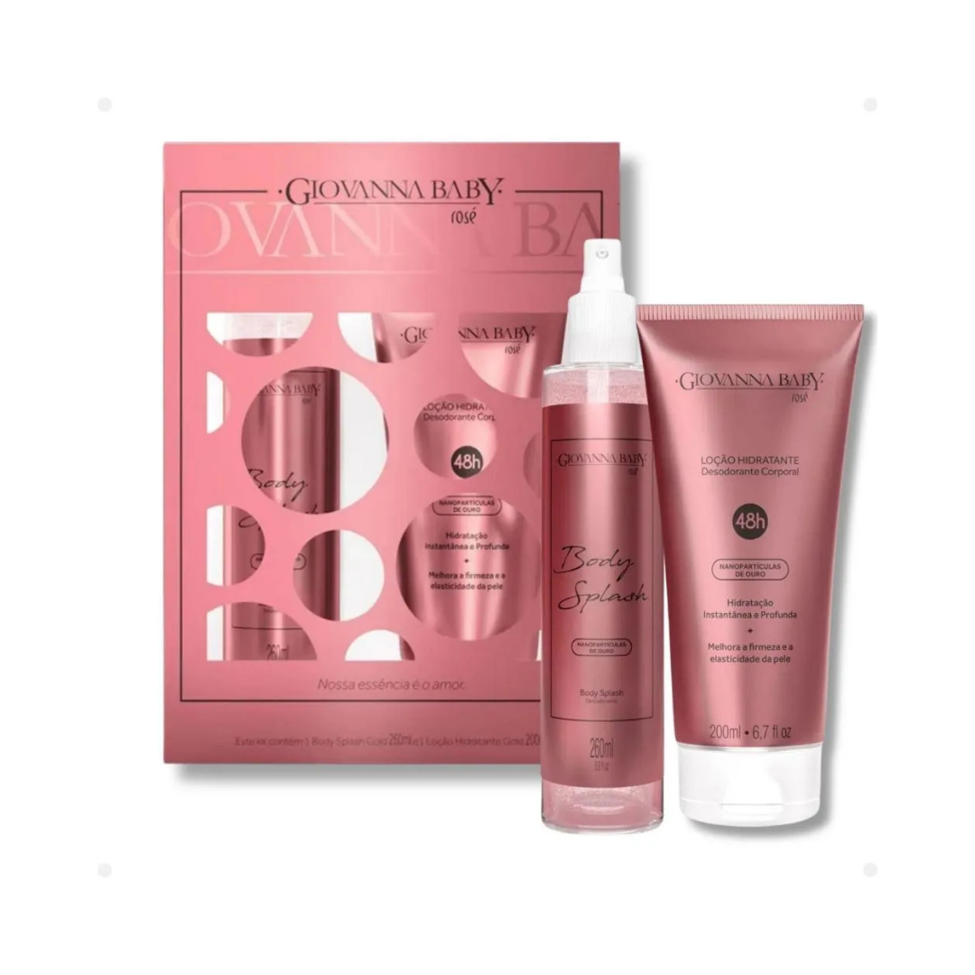 Kit Body Splash Rose + Loção Giovanna Baby (Embalagem de 260ml)