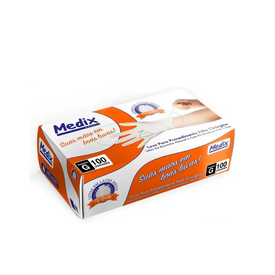 Luva Procedimento Latex C/ Pó Tam. G Medix (Embalagem com 100 unidades)