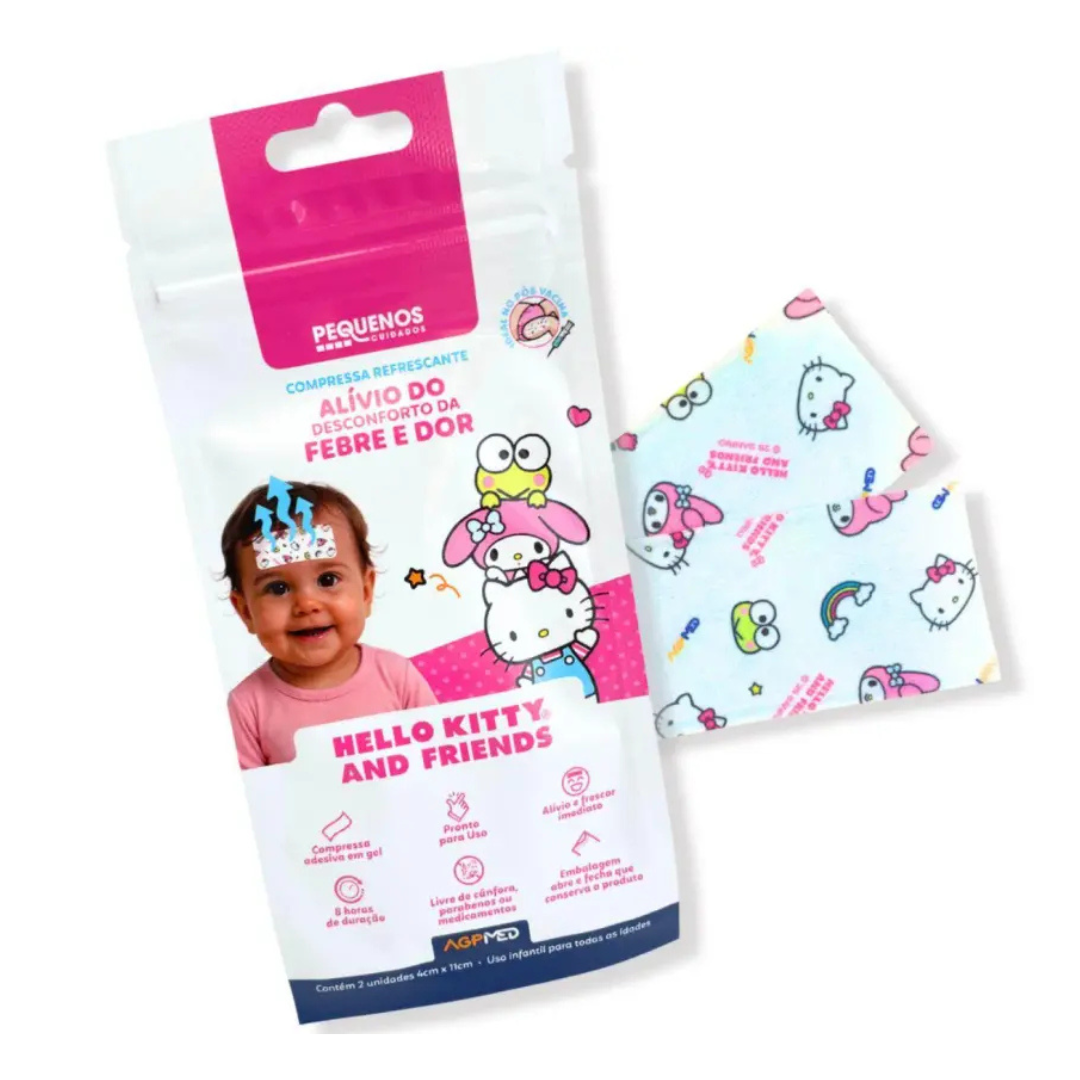 Compressa P/ Febre Hello Kitty Pequenos Cuidados (Embalagem com 2 unidades)