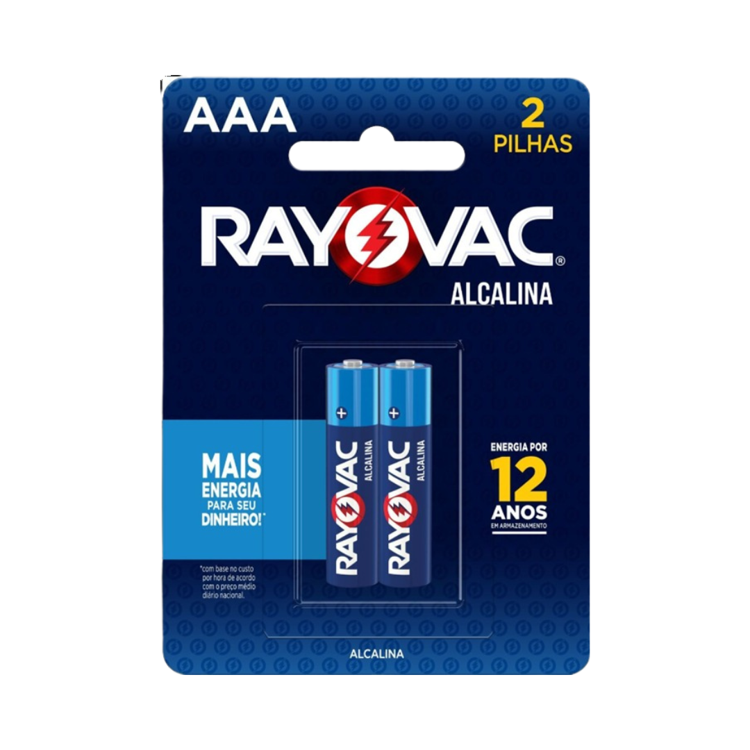 Pilha Alcalina Rayovac AAA Palito (Cartela com 2 unidades)
