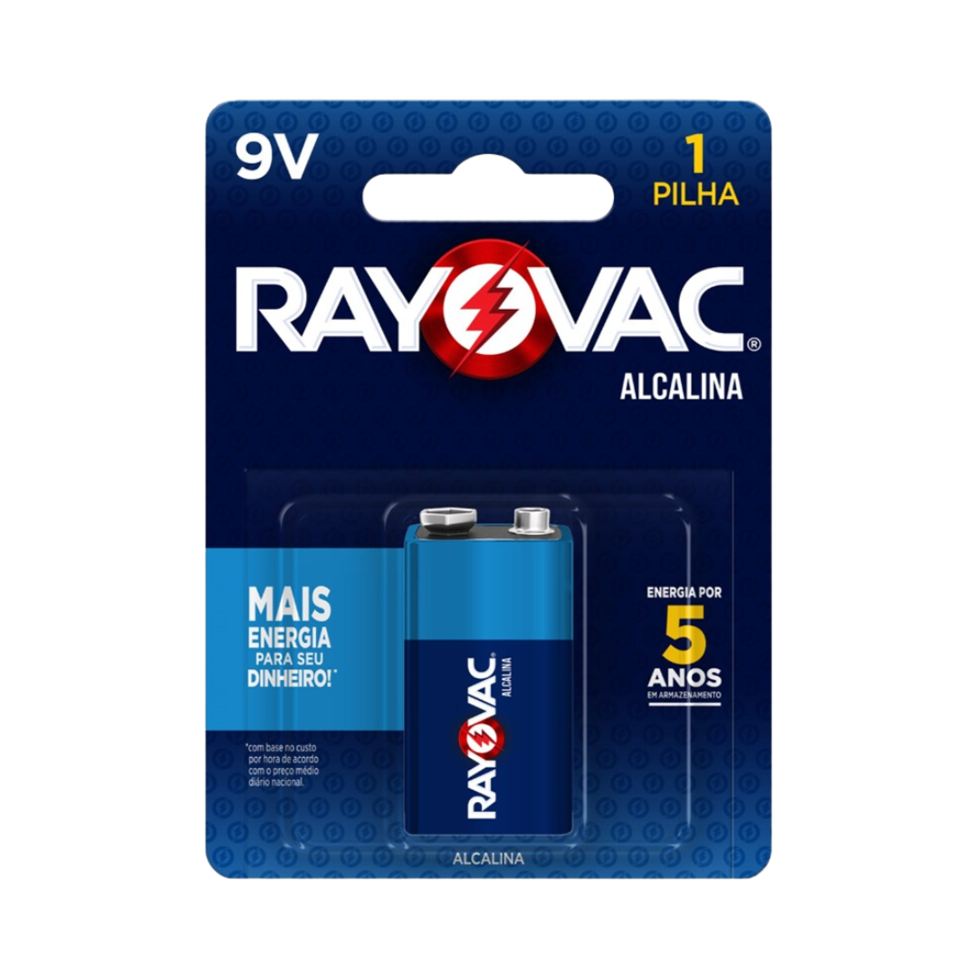 Bateria Alcalina 9V Rayovac (Cartela com 1 unidade)
