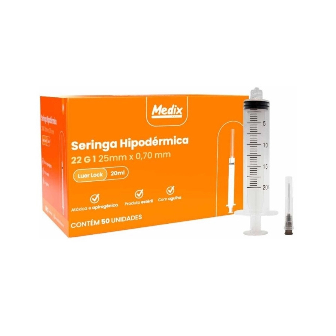 Seringa Ag Lock 0, Medix (Embalagem com 7 unidades de 20ml)