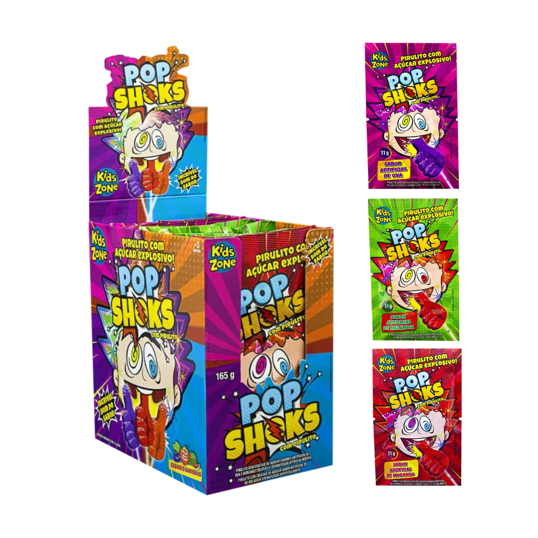 Pirulito Explosivo Pop Shoks Kids Zone (Embalagem de 11g)