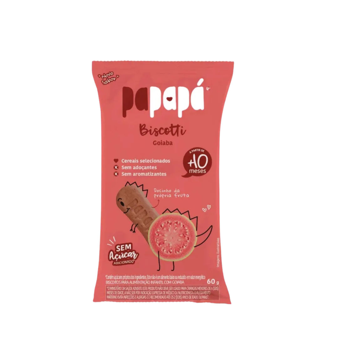 Biscoito Infantil Goiaba Biscotti Papapa (Embalagem de 60g)