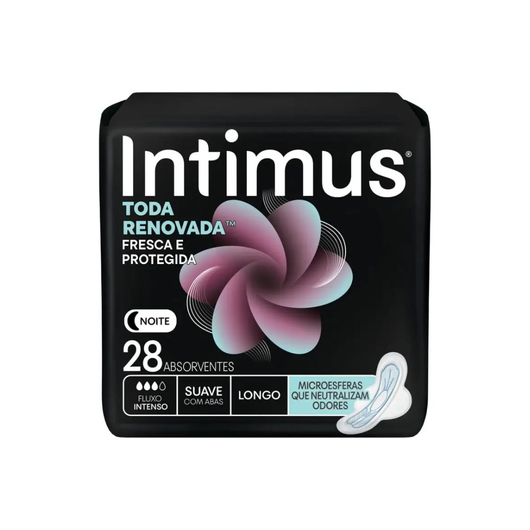 Absorvente Intimus Noturno Cobertura Suave com Abas (Pacote com 28 unidades)