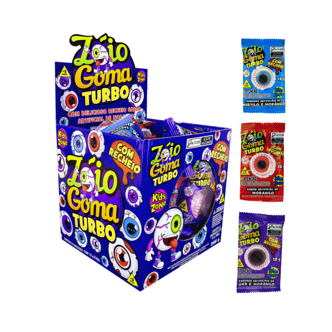 Bala de Gelatina Zóio Goma Turbo Kids Zone (Embalagem de 12g)