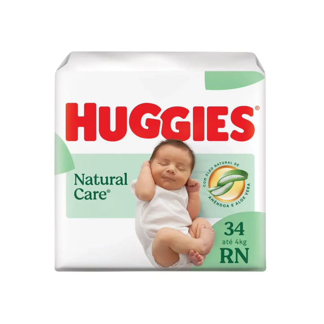 Fralda Huggies Natural Care RN Mega (Pacote com 34 unidades)