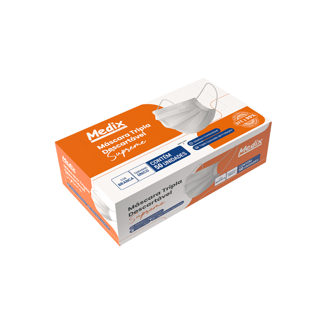 Mascara Tripla C/filtro Branca Medix (Embalagem com 50 unidades)