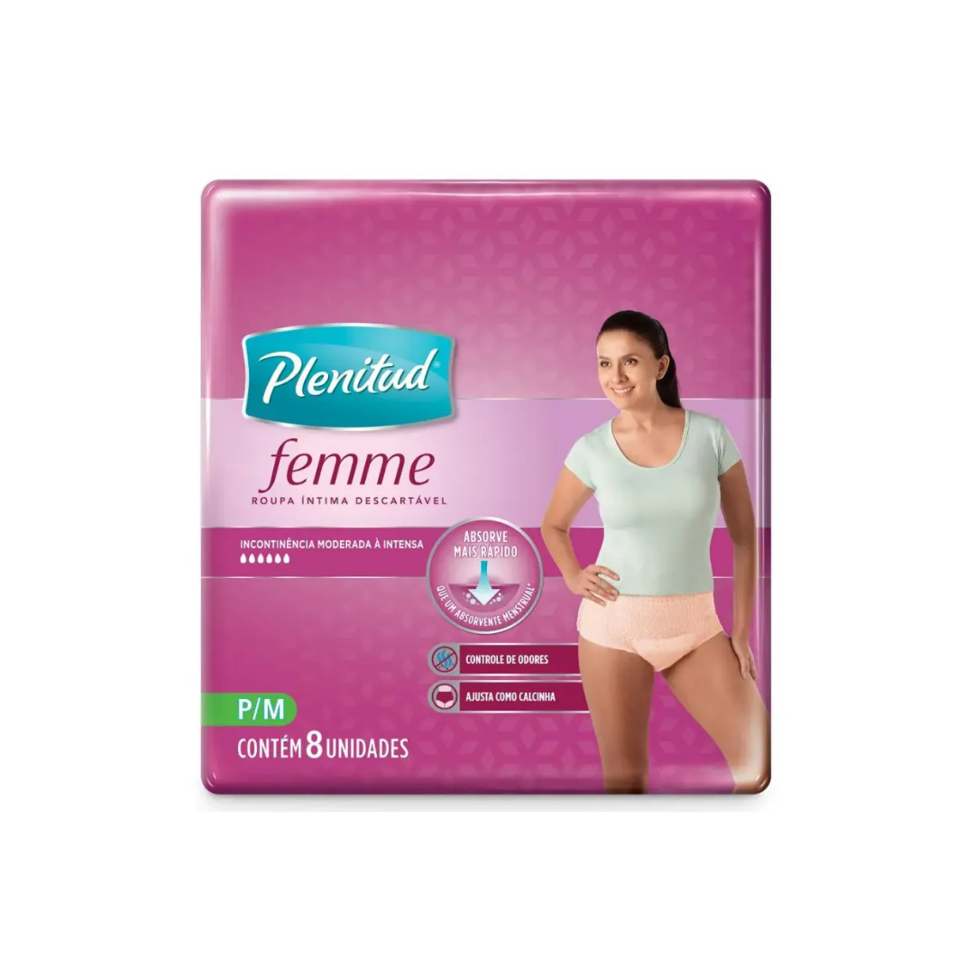 Roupa Íntima Descartável Plenitud Femme P/M (Embalagem com 8 unidades)