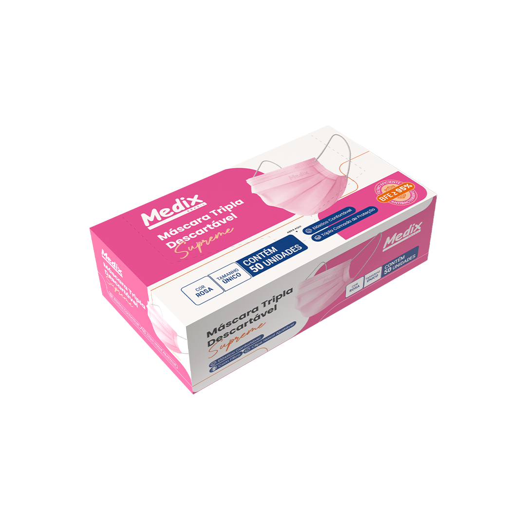 Mascara Tripla C/filtro Rosa Medix (Embalagem com 50 unidades)