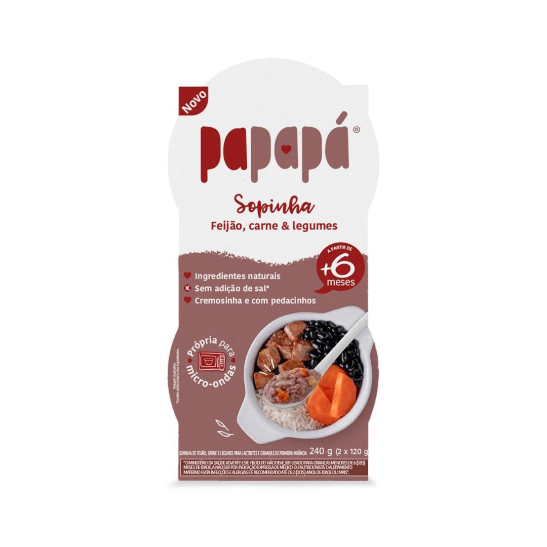 Sopinha Feijão Carne Legumes Papapa (Embalagem com 2 unidades de 120g)
