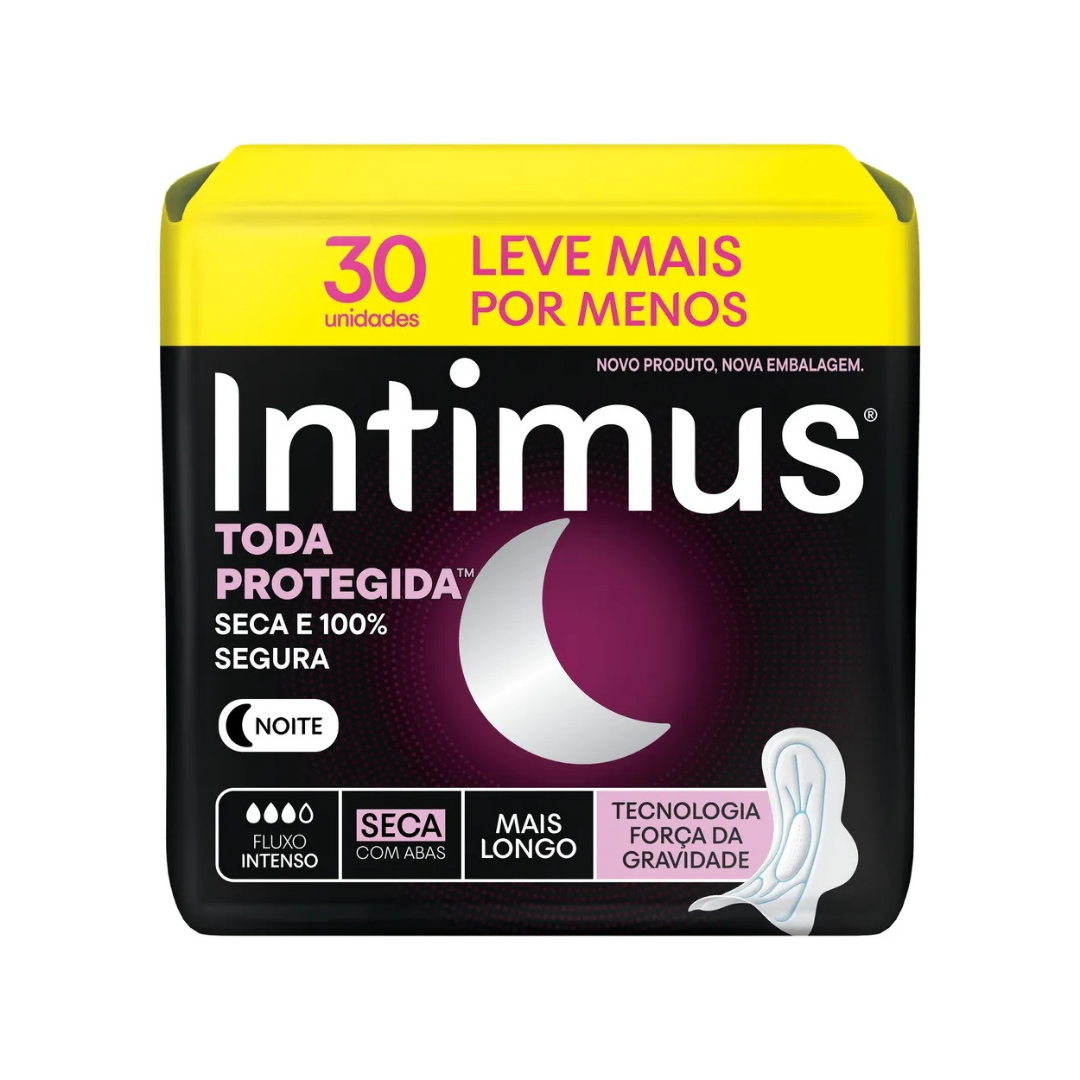 Absorvente Intimus Noturno Cobertura Seca com Abas (Pacote com 30 unidades)