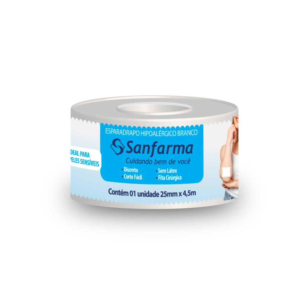 Esparadrapo Hipoalergico 25mm X 4,5m Sanfarma (Embalagem de 25mmx4,5m)