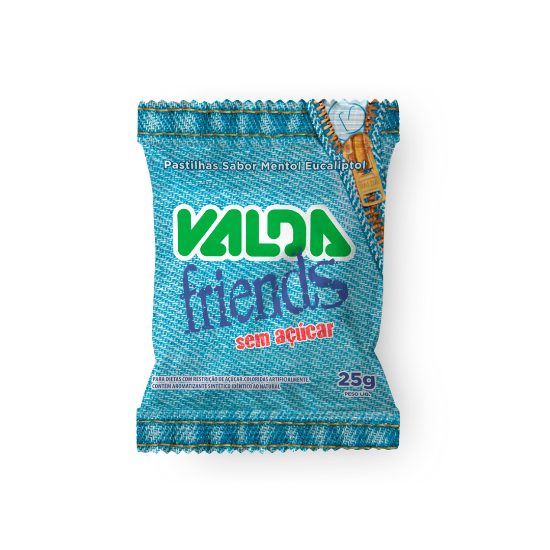 Valda Friends Mentol Sache Eurofarma (Embalagem com 10 unidades de 25g)