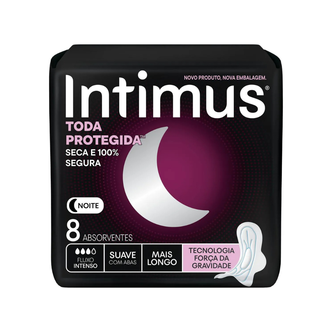 Absorvente Intimus Noturno Cobertura Suave com Abas (Pacote com 8 unidades)
