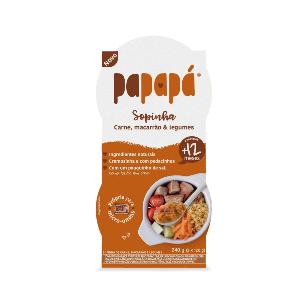 Sopinha Carne Macarrão Legumes Papapa (Embalagem com 2 unidades de 120g)