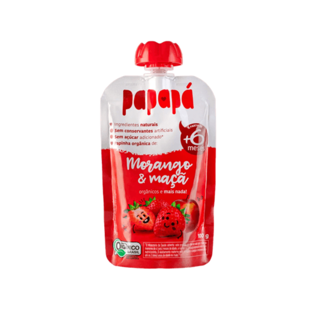 Papinha Maça e Morango Papapa (Embalagem de 100g)