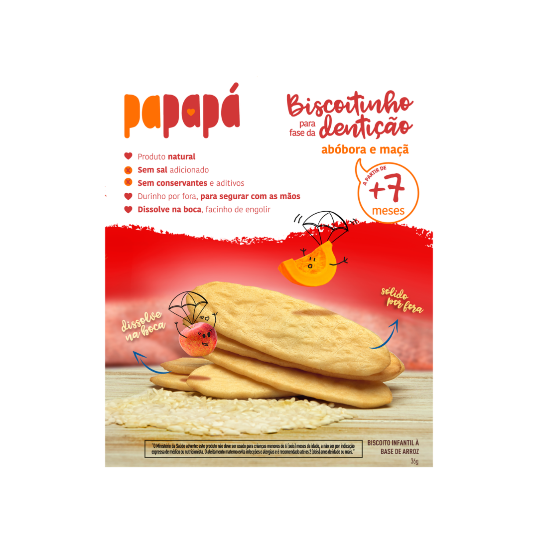Biscoito Infantil Maça+abob Fase Dentição Papapa (Embalagem de 36g)