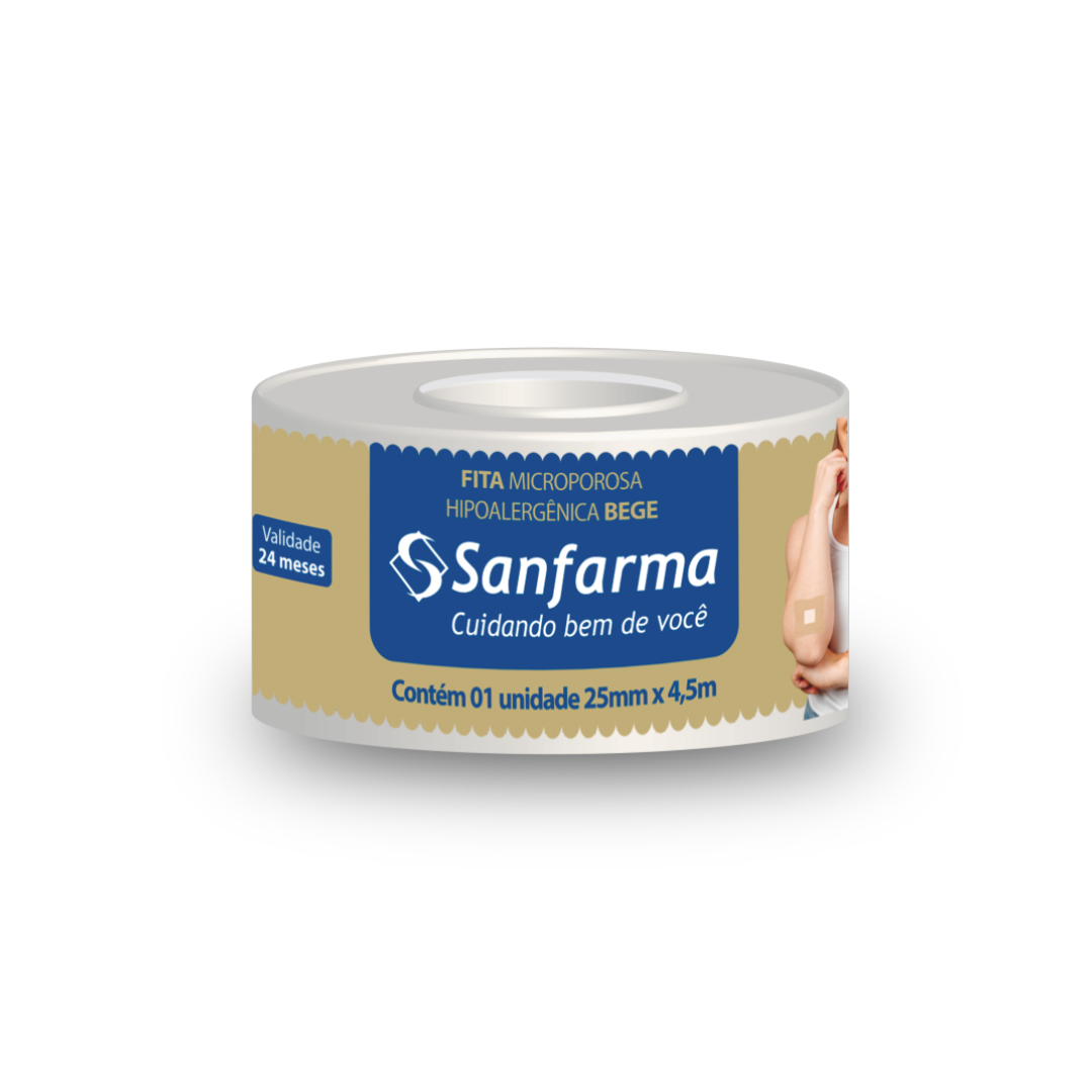 Fita Microporosa 25mm X 4,5m Bege Sanfarma (Embalagem de 25mmx4,5m)