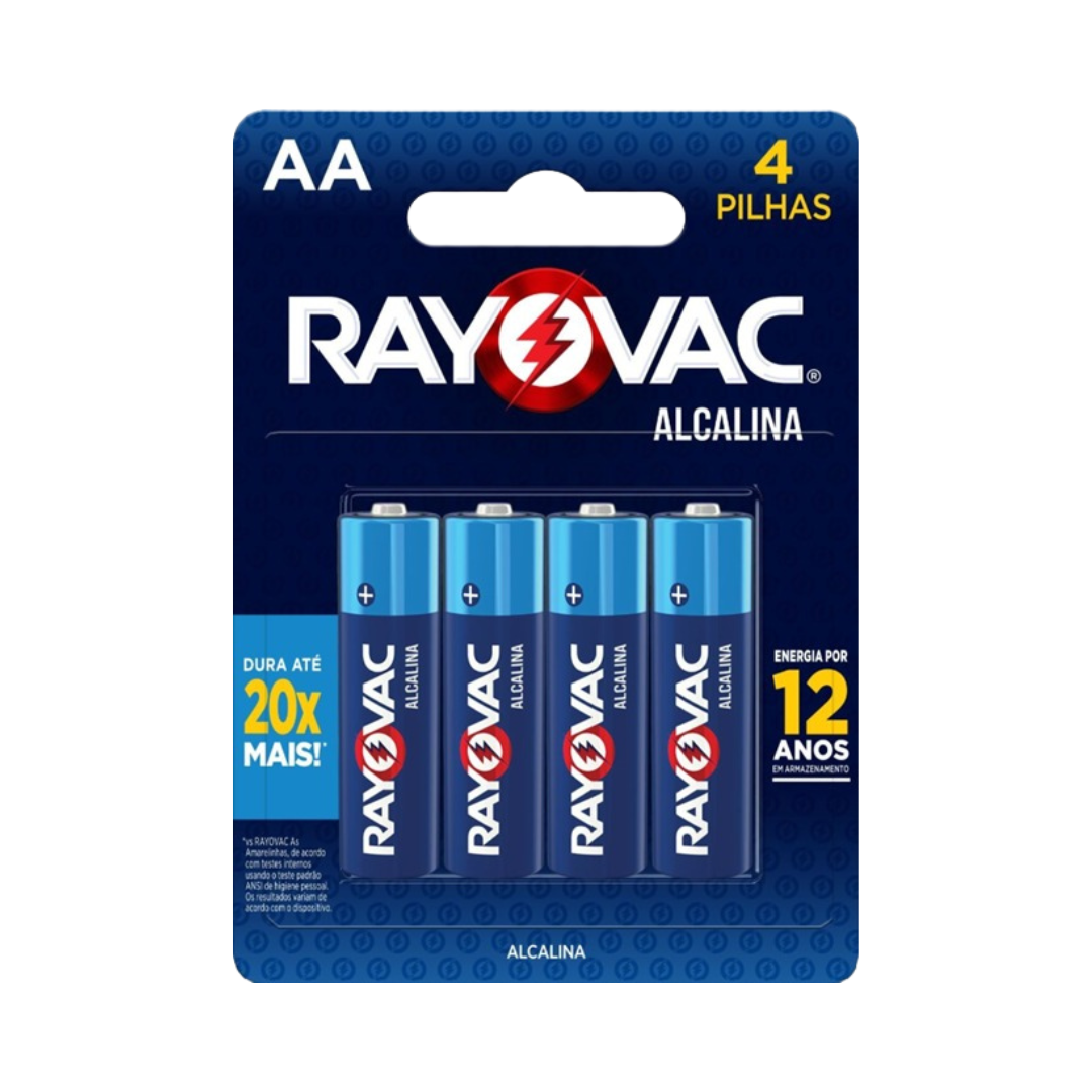 Pilha Alcalina Rayovac AA Peq (Cartela com 4 unidades)