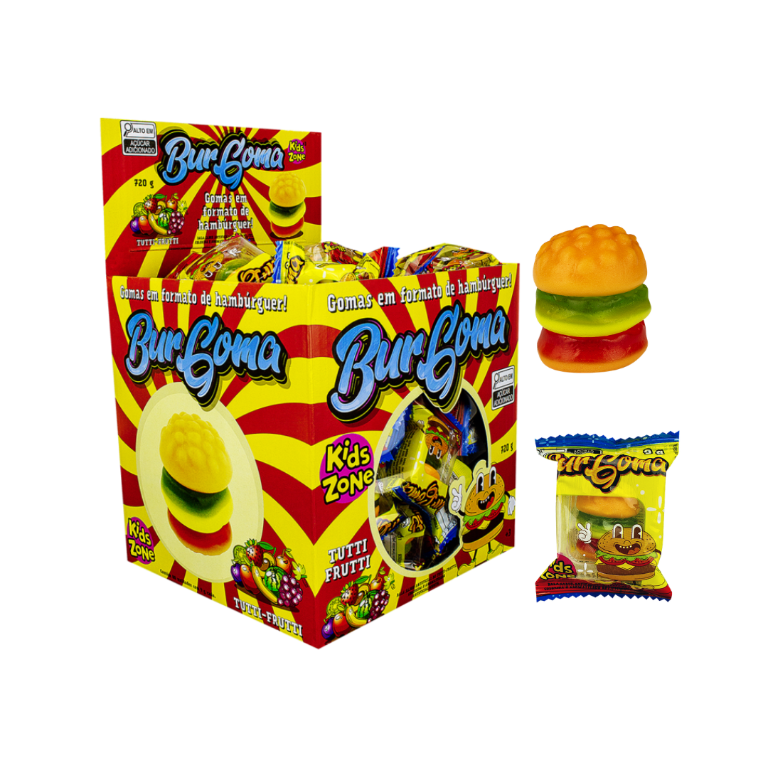 Bala de Gelatina Hamburguer Burgoma Kids Zone (Embalagem de 9g)