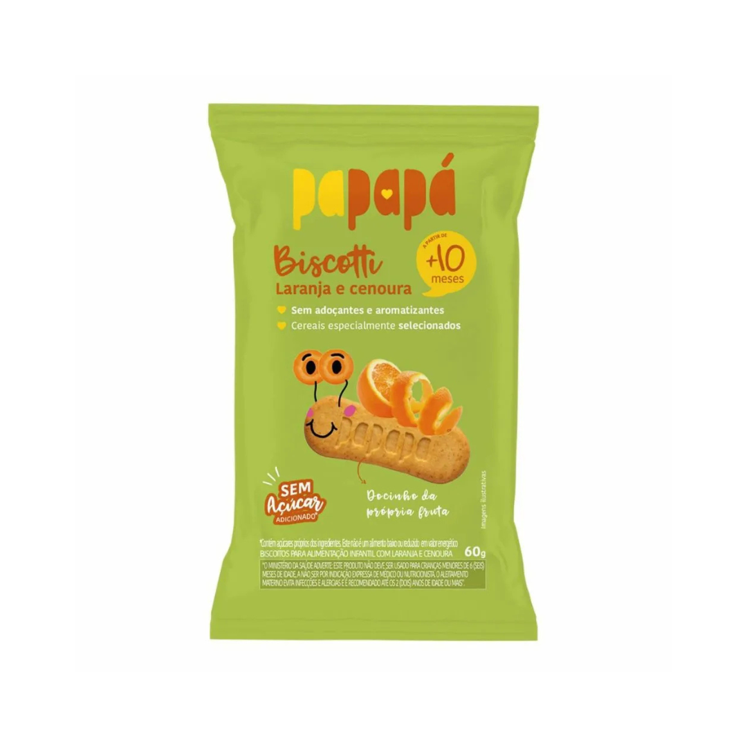 Biscoito Infantil Laranja&cenoura Biscotti Papapa (Embalagem de 60g)