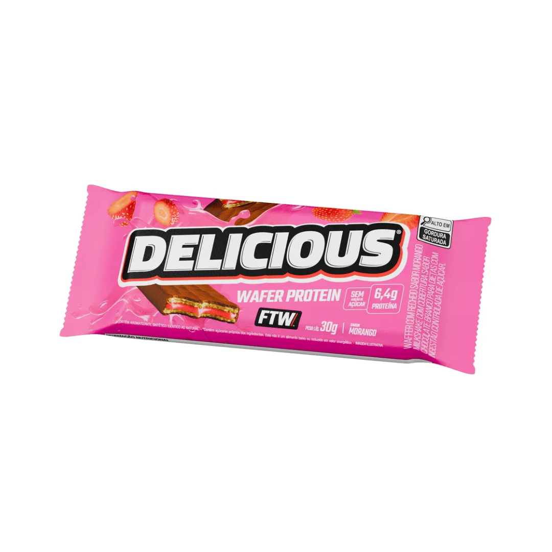 Wafer Protein Delicious Morango FTW (Embalagem com 12 unidades de 30g)