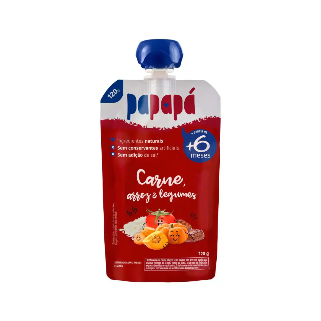 Papinha Carne Arroz Legumes Papapa (Embalagem de 120g)
