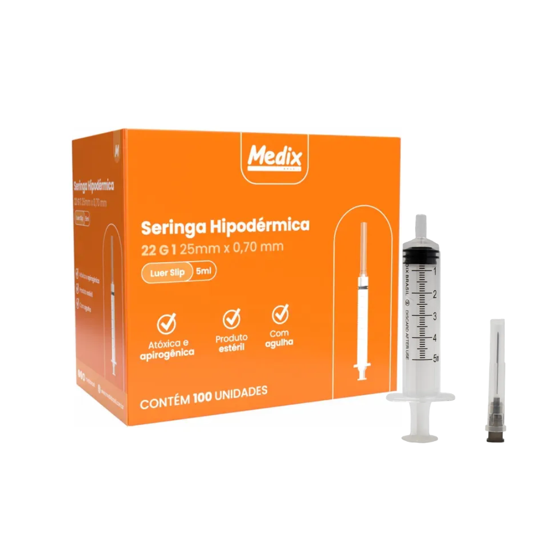 Seringa Ag Lock 0, Medix (Embalagem com 7 unidades de 5ml)