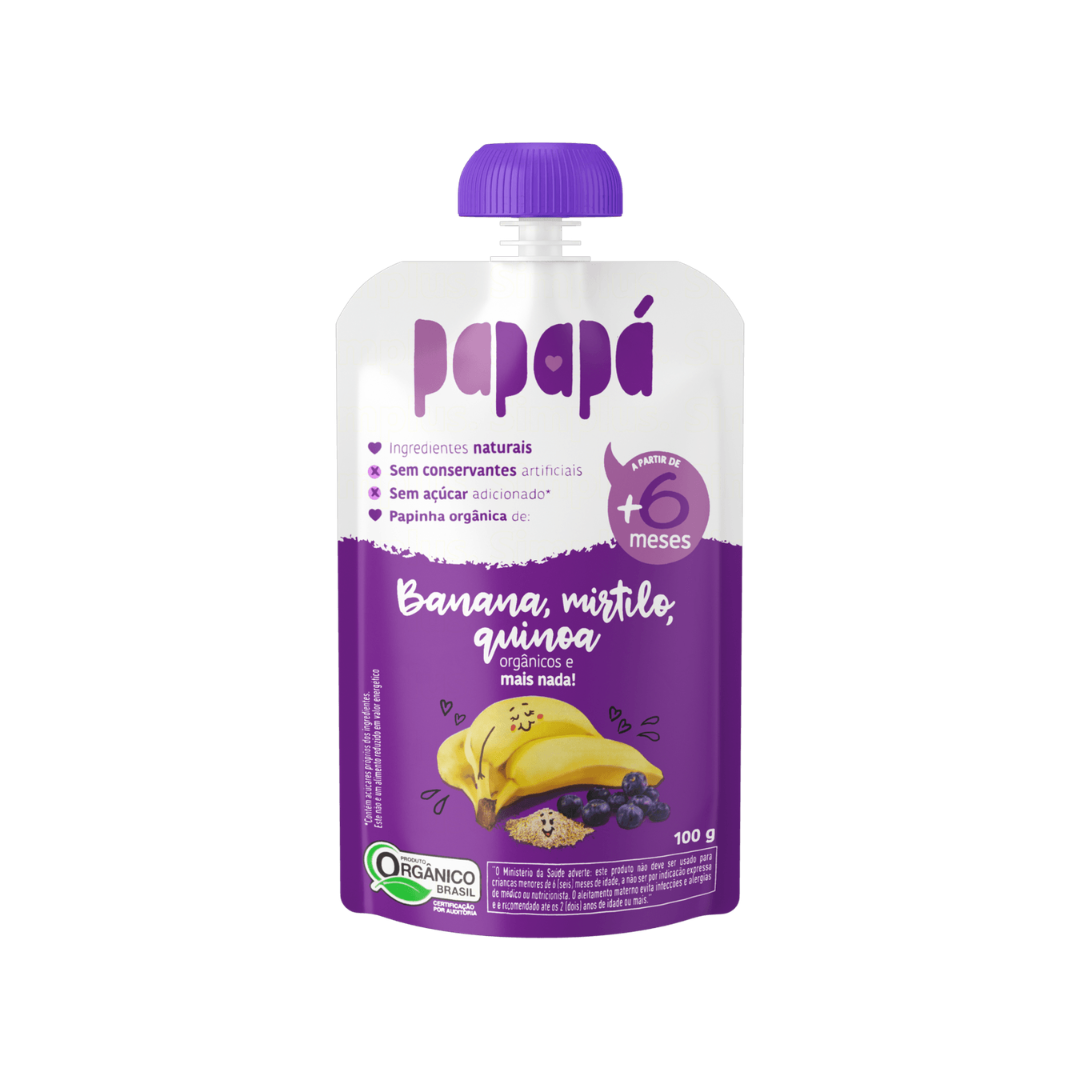 Papinha Banana Mirtilo e Quinoa Papapa (Embalagem de 100g)