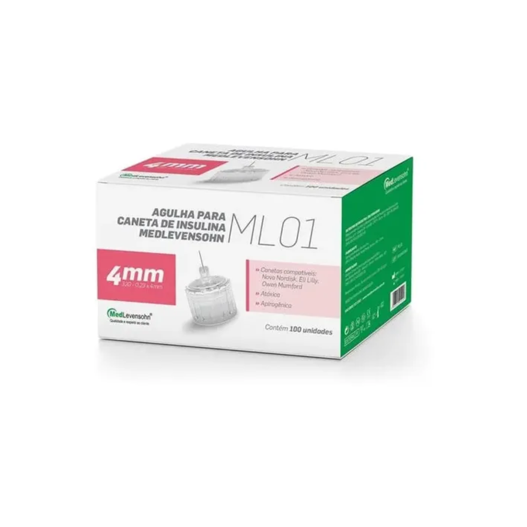 Agulha 4mm P/caneta de Insulina MedLevensohn (Embalagem com 100 unidades)