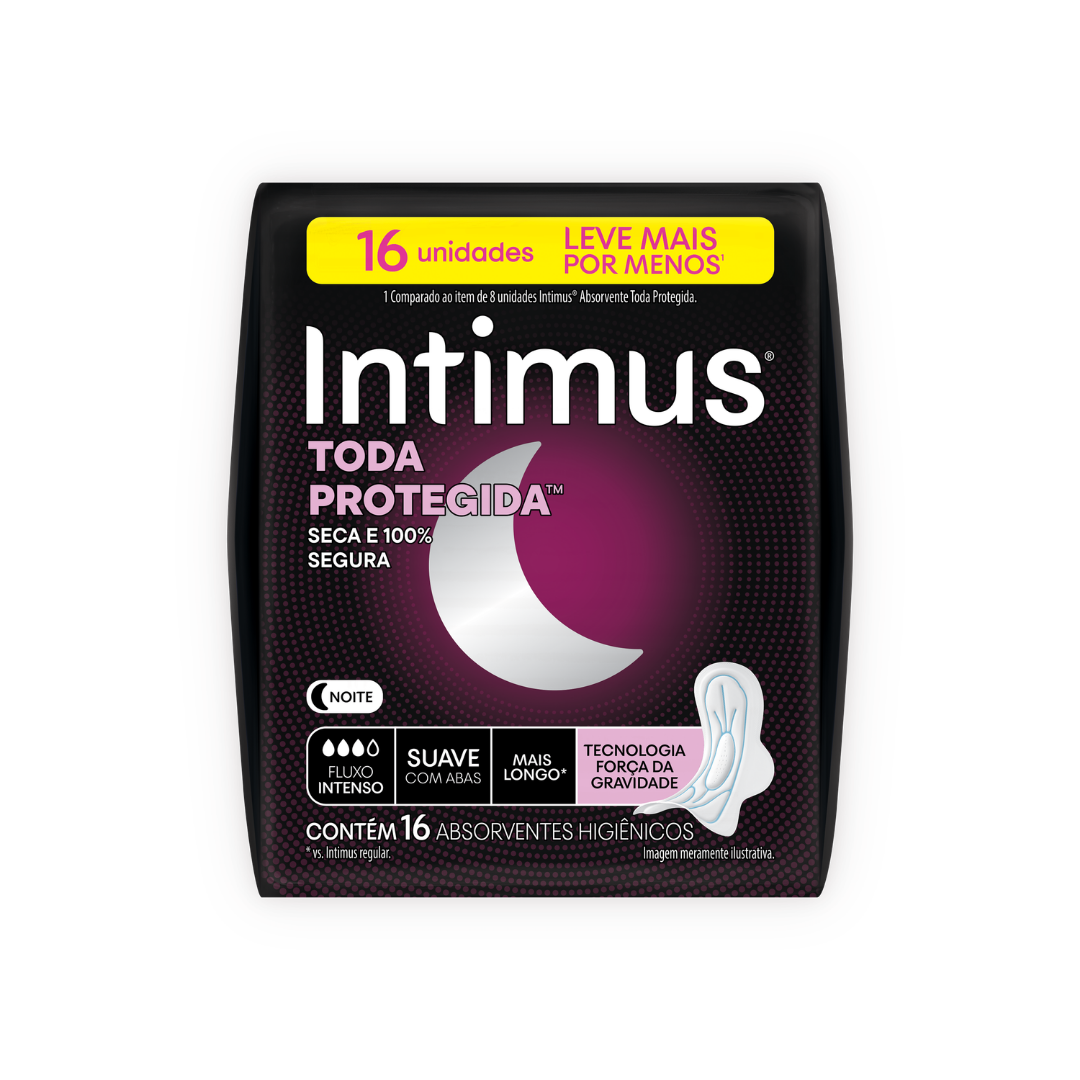 Absorvente Intimus Noturno Cobertura Suave com Abas (Pacote com 16 unidades)