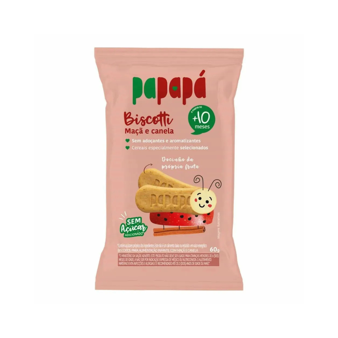 Biscoito Infantil Maça&can Biscotti Papapa (Embalagem de 60g)