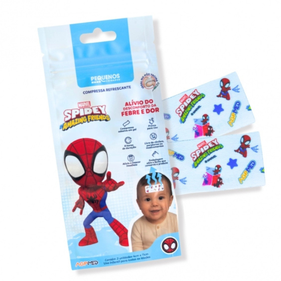Compressa P/ Febre Homem Aranh Pequenos Cuidados (Embalagem com 2 unidades)