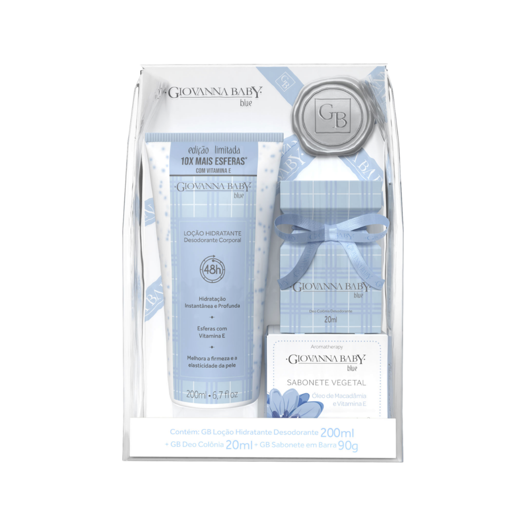 Kit Colonia Blue +loç200ml+sab90g Giovanna Baby (Embalagem de 20ml)