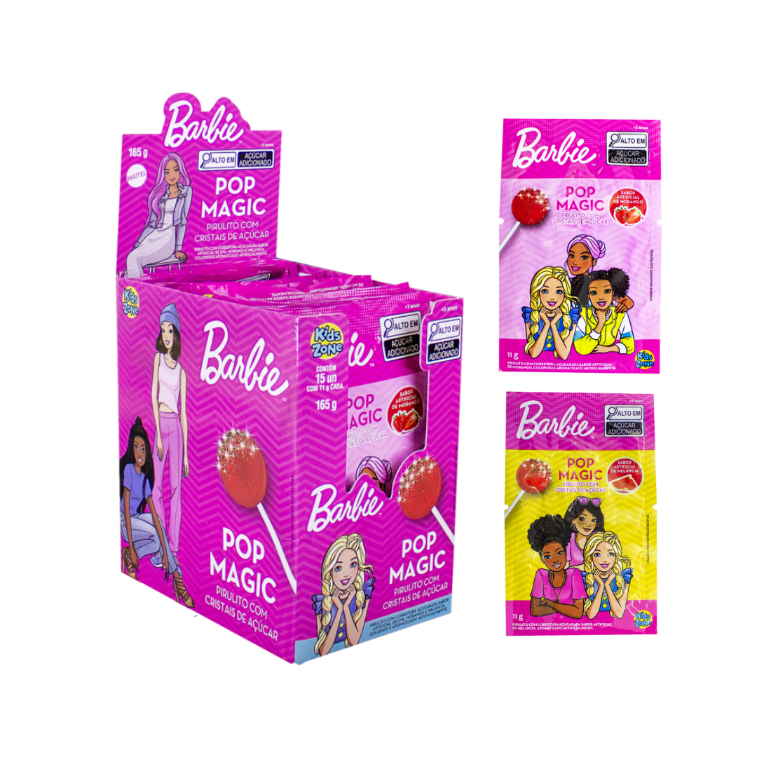 Pirulito Barbie Pop Stick Kids Zone (Embalagem de 12g)