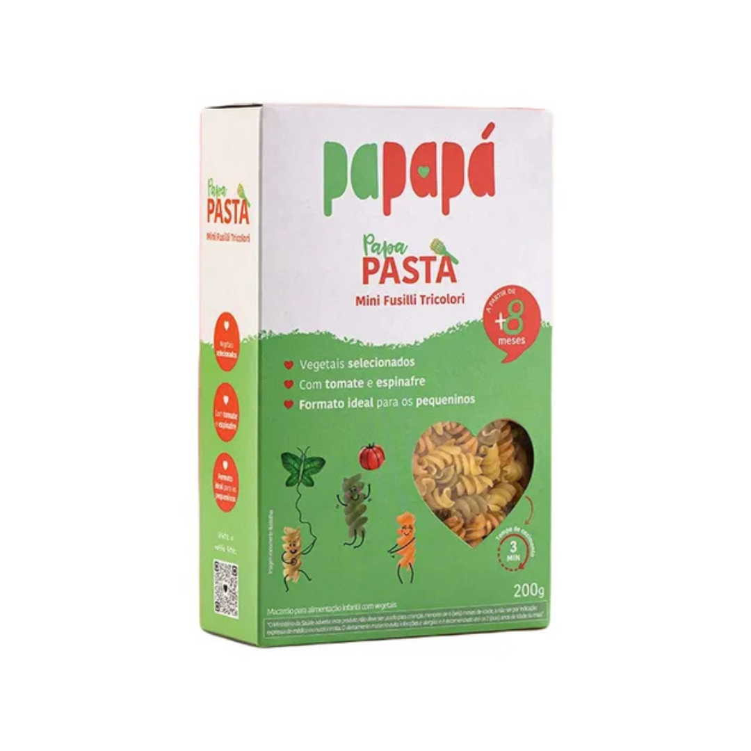 Macarrão Infantil Mini Fusilli Vegetais Papapa (Embalagem de 200g)