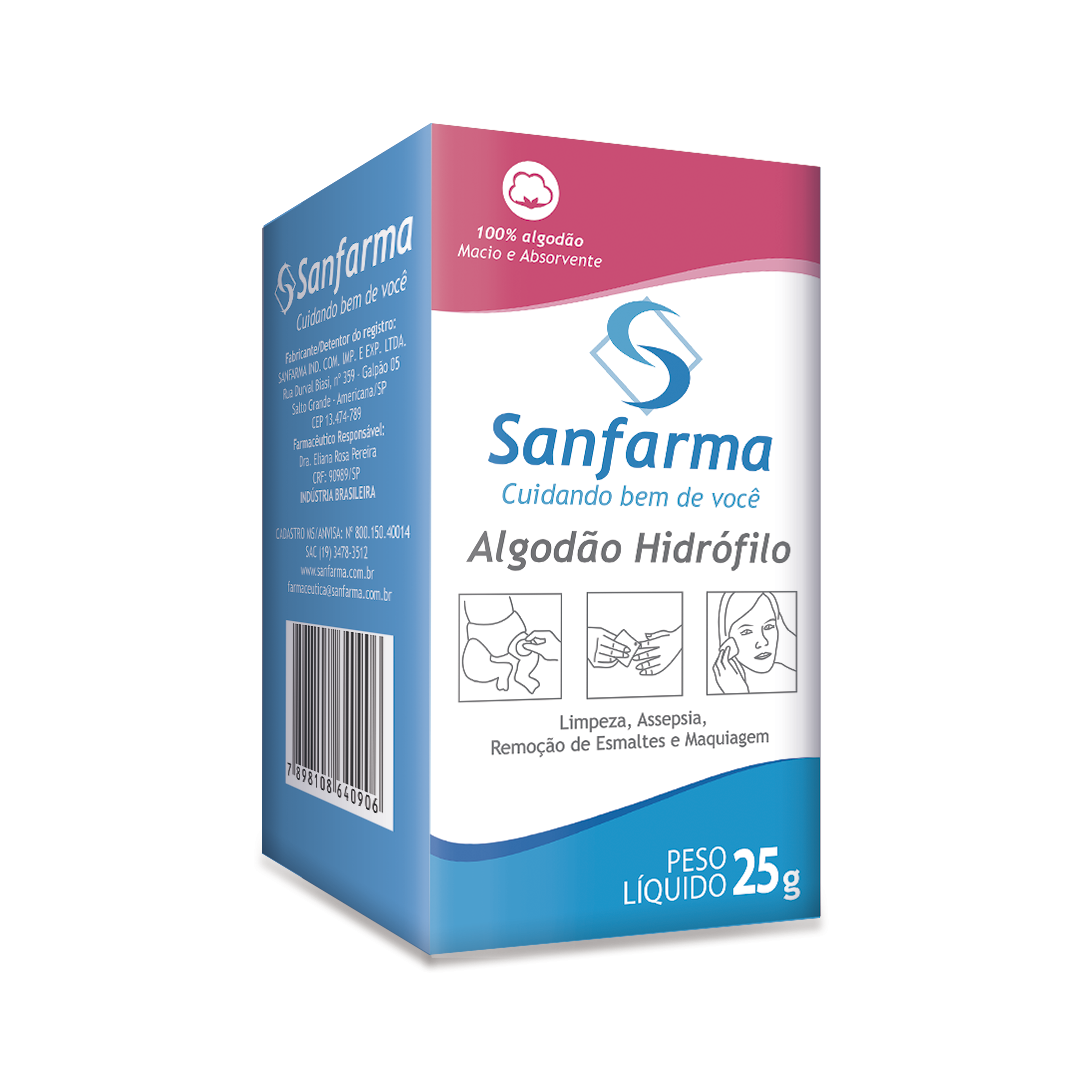 Algodao Hidrofilo Sancare Sanfarma (Embalagem de 25g)