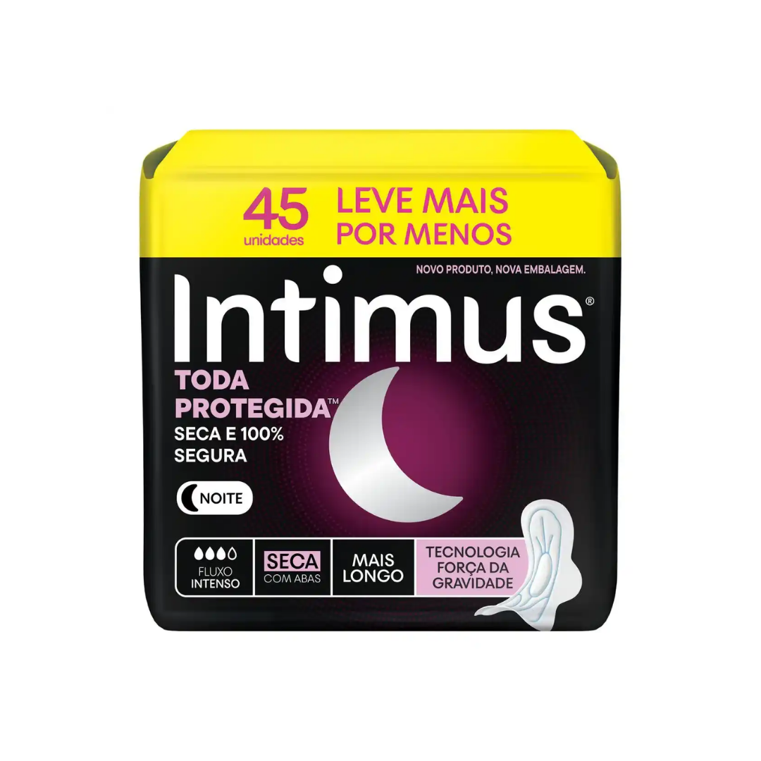 Absorvente Intimus Noturno Cobertura Seca com Abas (Pacote com 45 unidades)