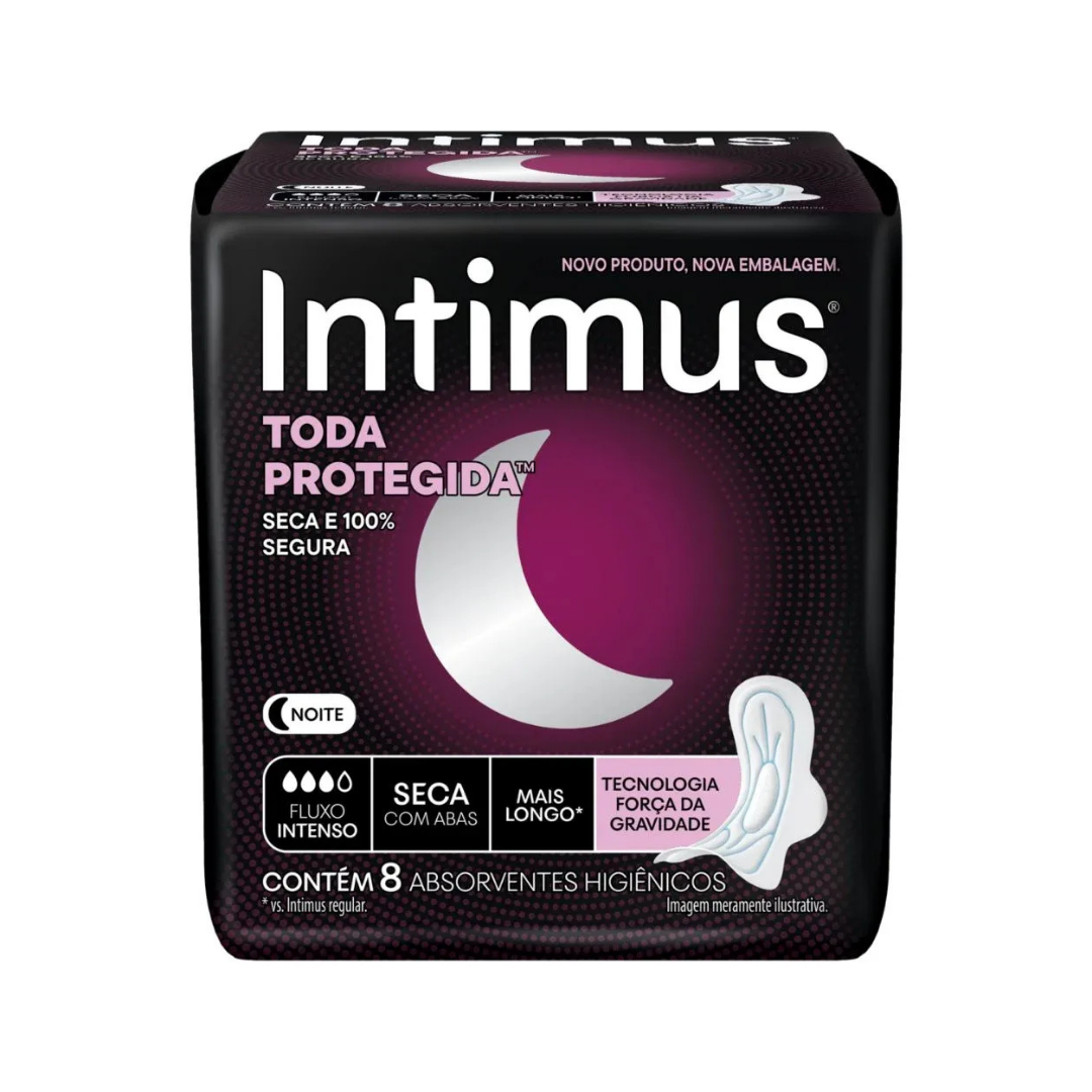 Absorvente Intimus Noturno Cobertura Seca com Abas (Pacote com 8 unidades)