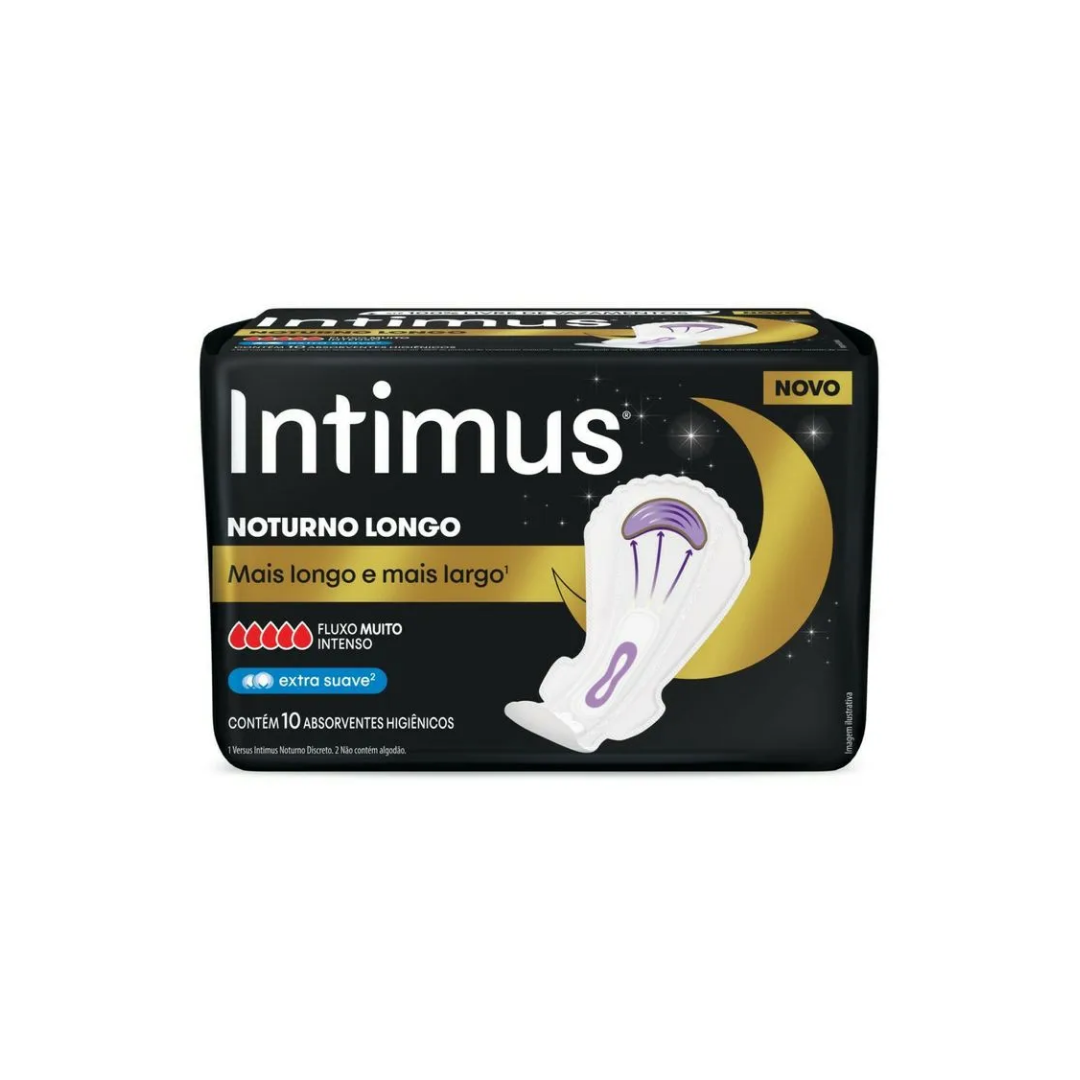 Absorvente Intimus Noturno Longo Cobertura Suave com Abas (Pacote com 10 unidades)
