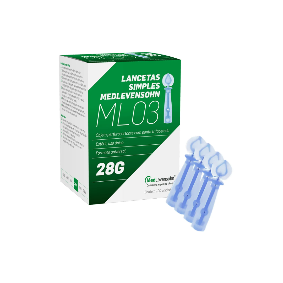 Lanceta Simples MedLevensohn (Embalagem com 100 unidades de 28g)
