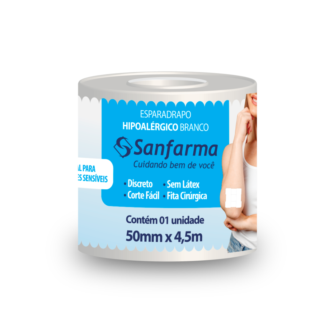 Esparadrapo Hipoalergico 50mm X 4,5m Sanfarma (Embalagem de 50mmx4,5m)