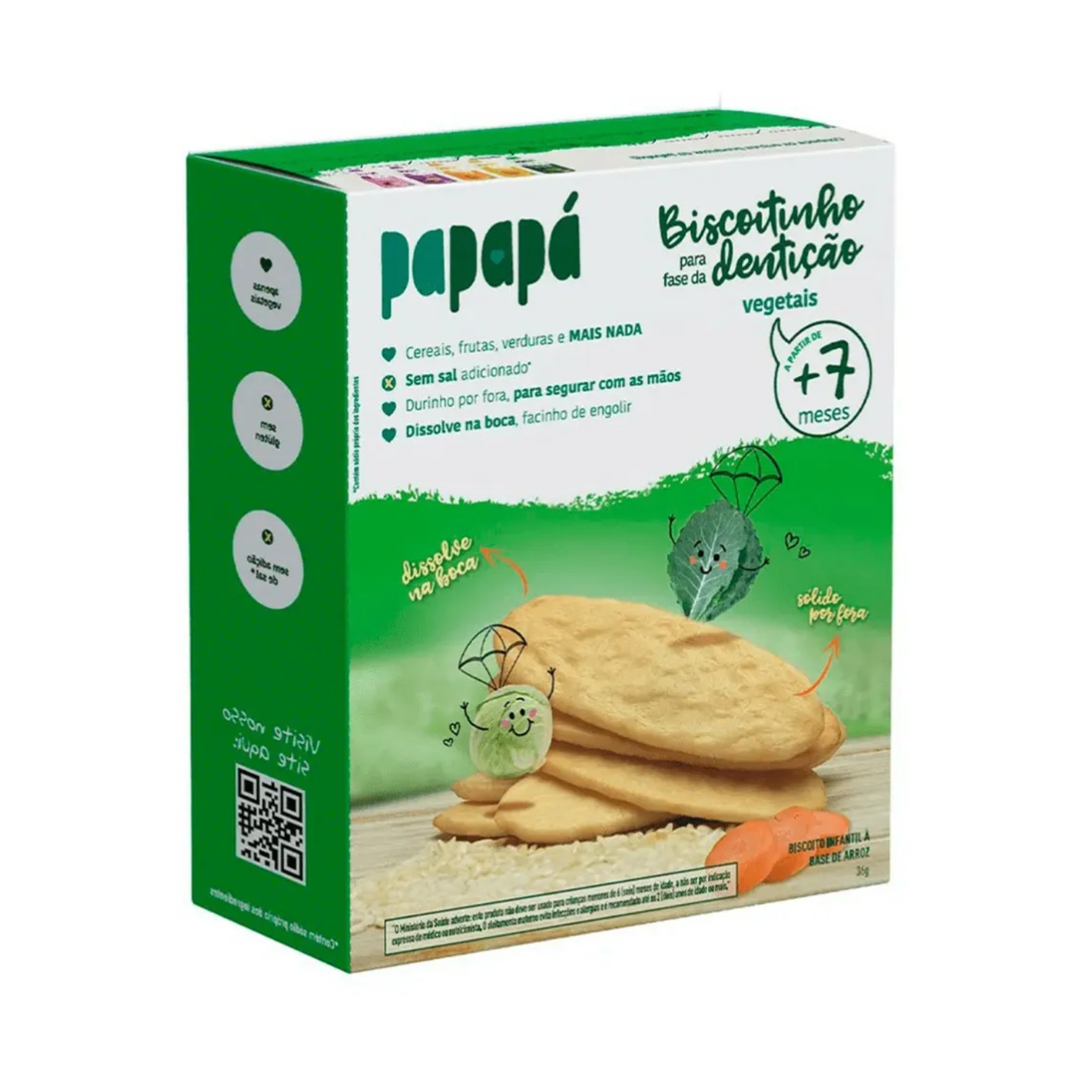 Biscoito Infantil Vegetais Fase Dentição Papapa (Embalagem de 36g)