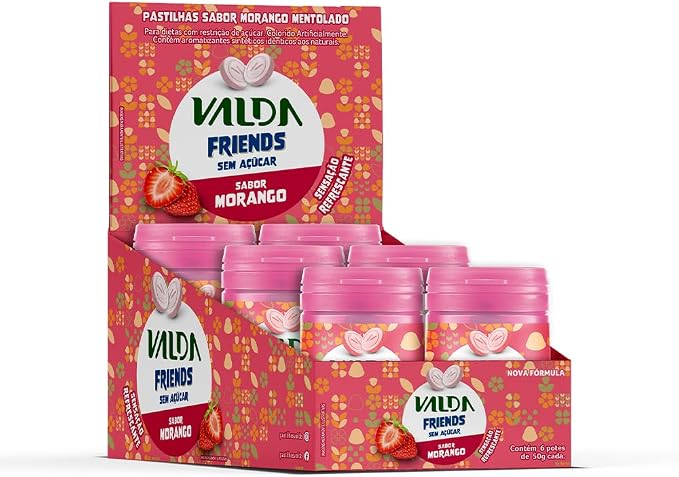 Valda Friends Morango Eurofarma (Pote com 6 unidades de 50g)