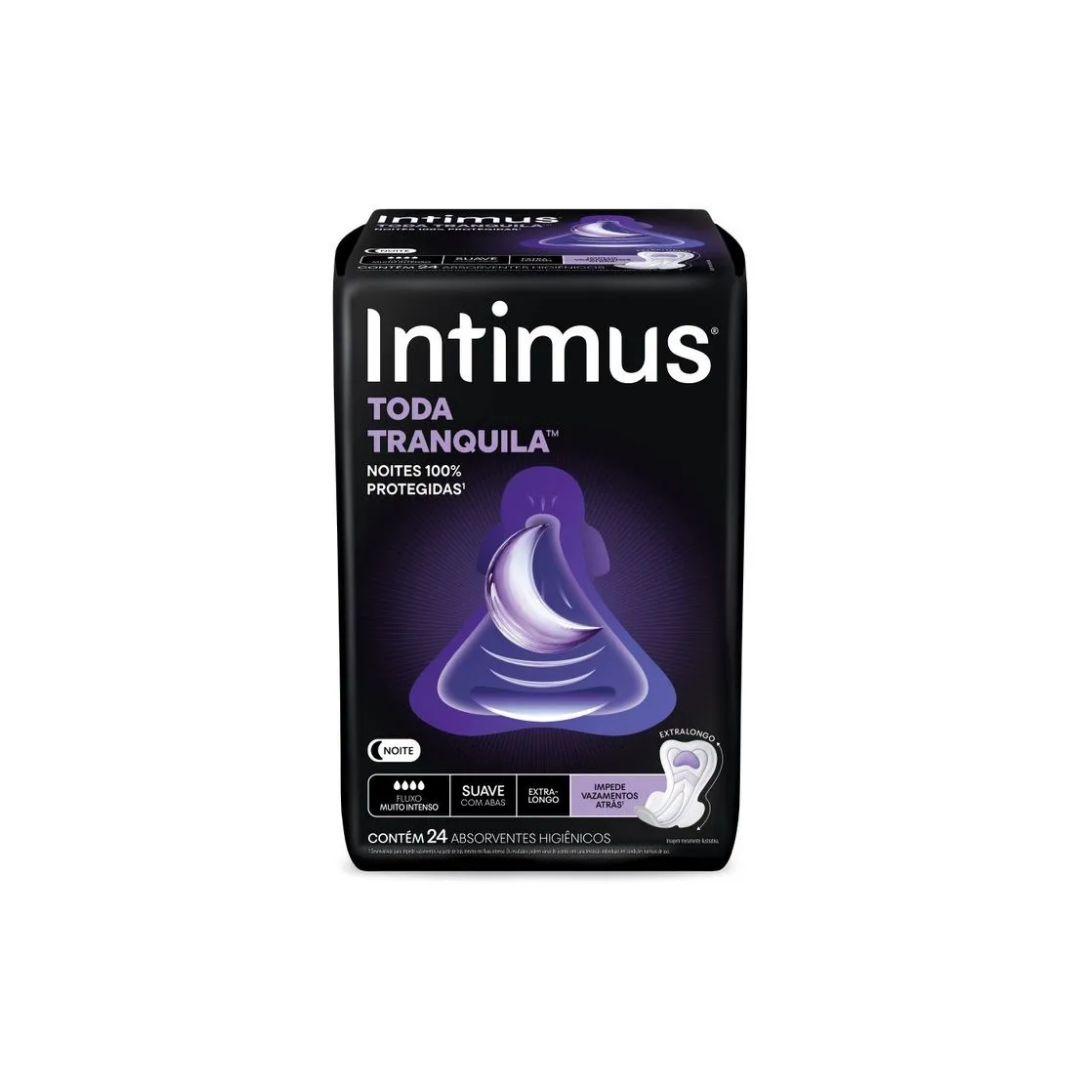 Absorvente Intimus Noturno Longo Cobertura Suave com Abas (Pacote com 24 unidades)