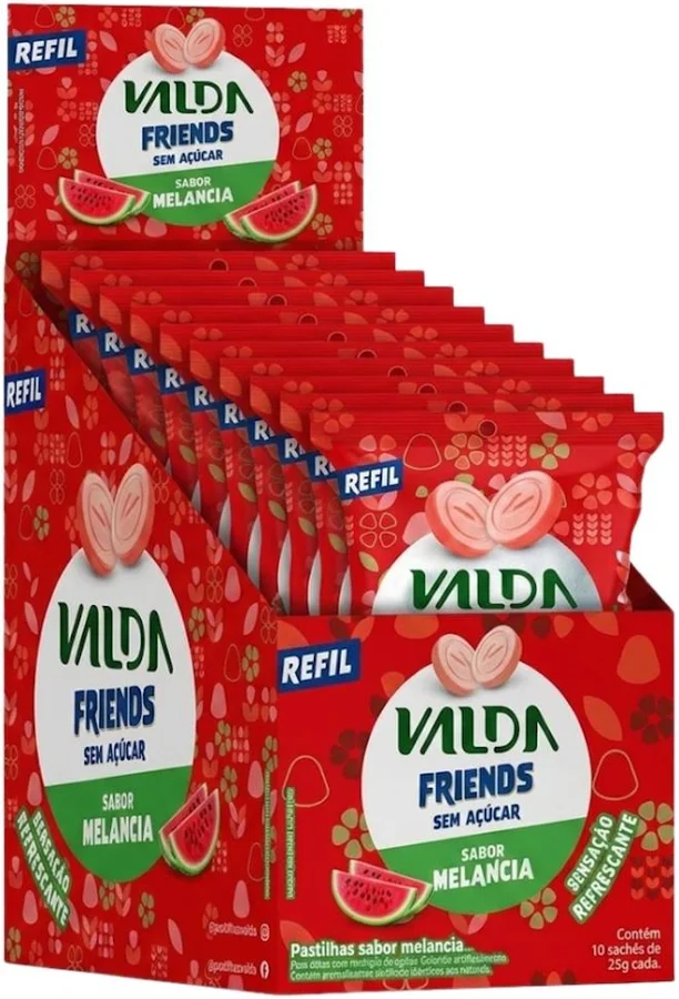 Valda Friends Melancia Sache Eurofarma (Embalagem com 10 unidades de 25g)